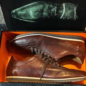 Magnanni Brown Leather Sneakers SZ 14